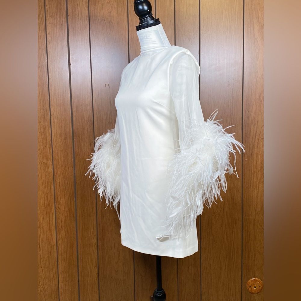 Alice + Olivia Izola Feather-Trim Minidress size 2 - Picture 6 of 12